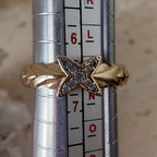 Gold Filled CZ Leaf Crossover Ring Size 6.5