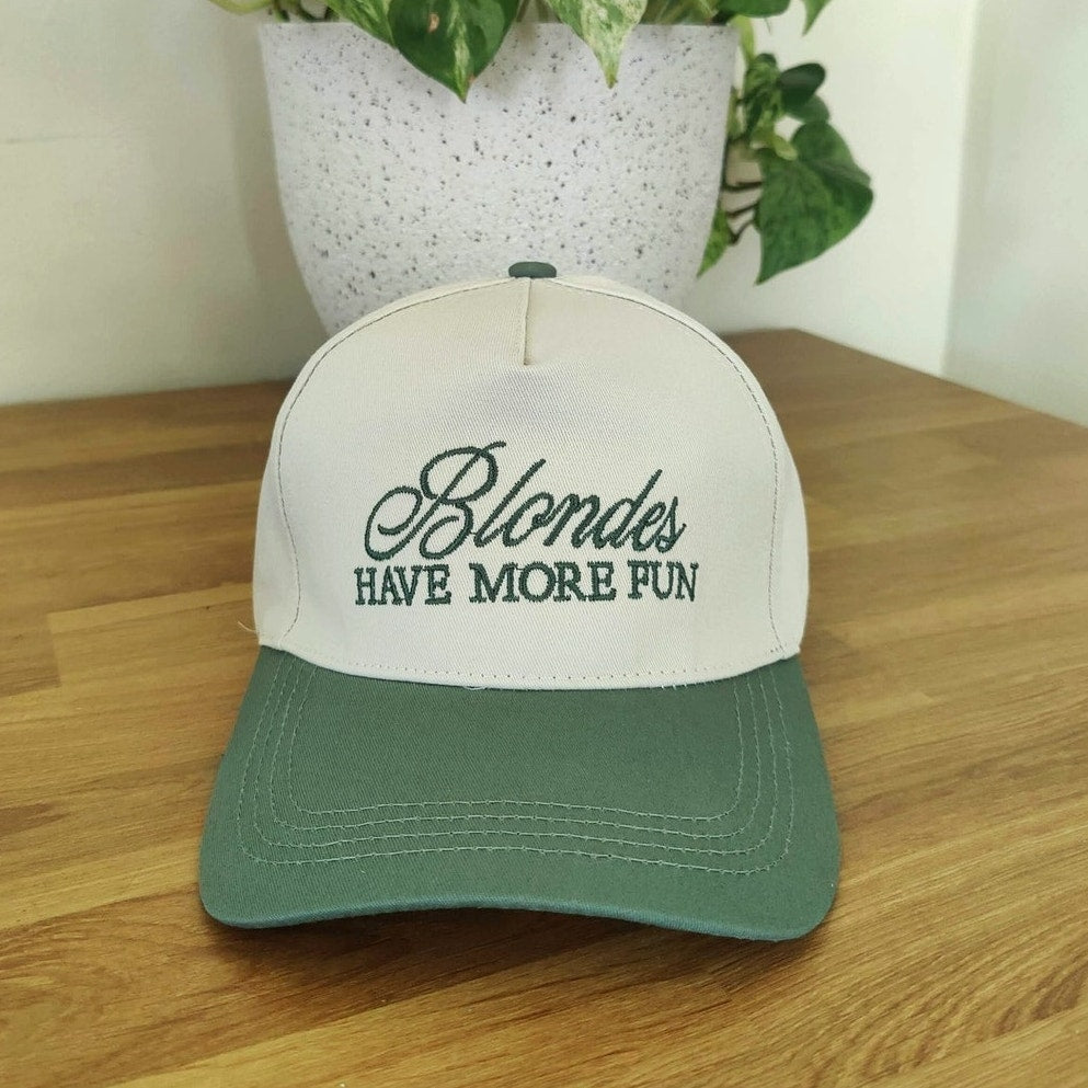 Zenana Blondes Have More Fun Green Cap