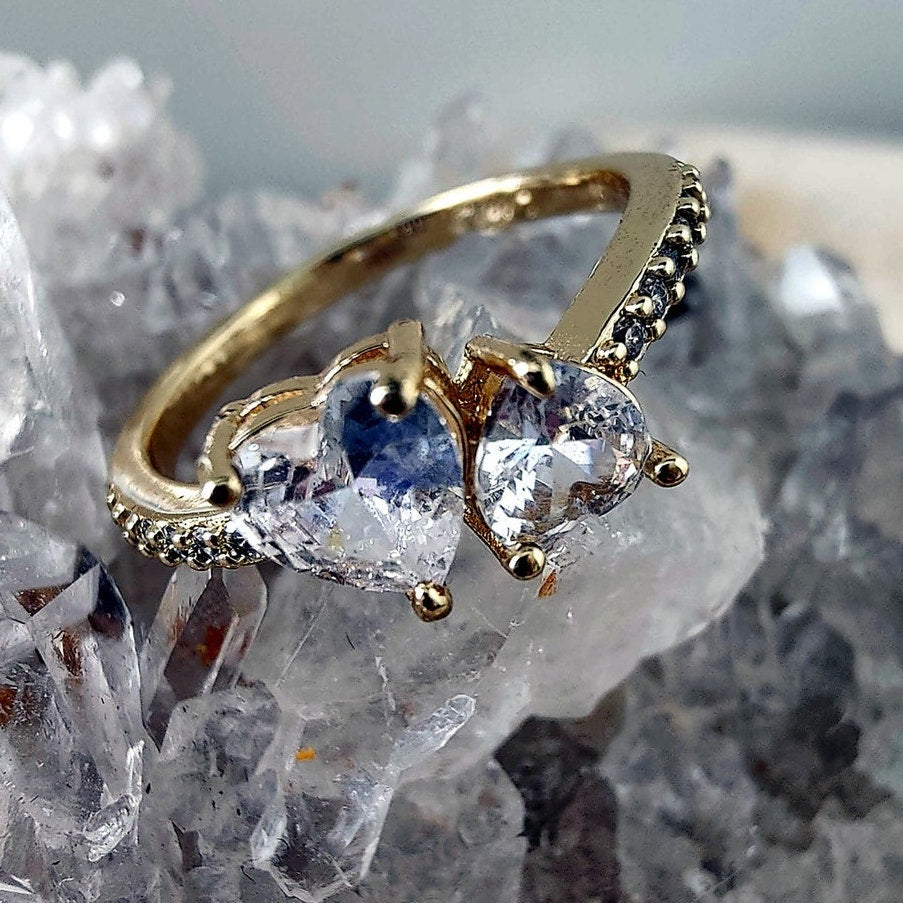 14K Gold Filled Heart Bypass Statement Ring Size 7