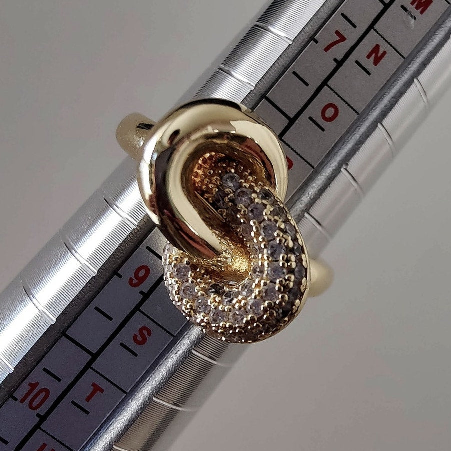14K Gold Filled Knot Bypass Ring Adjustable Size 6-9