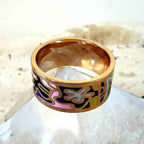 14 Gold Filled Multicolor Enamel Band Ring Size 9