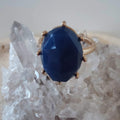 Gold Tone Blue Acrylic Statement Ring Size 9