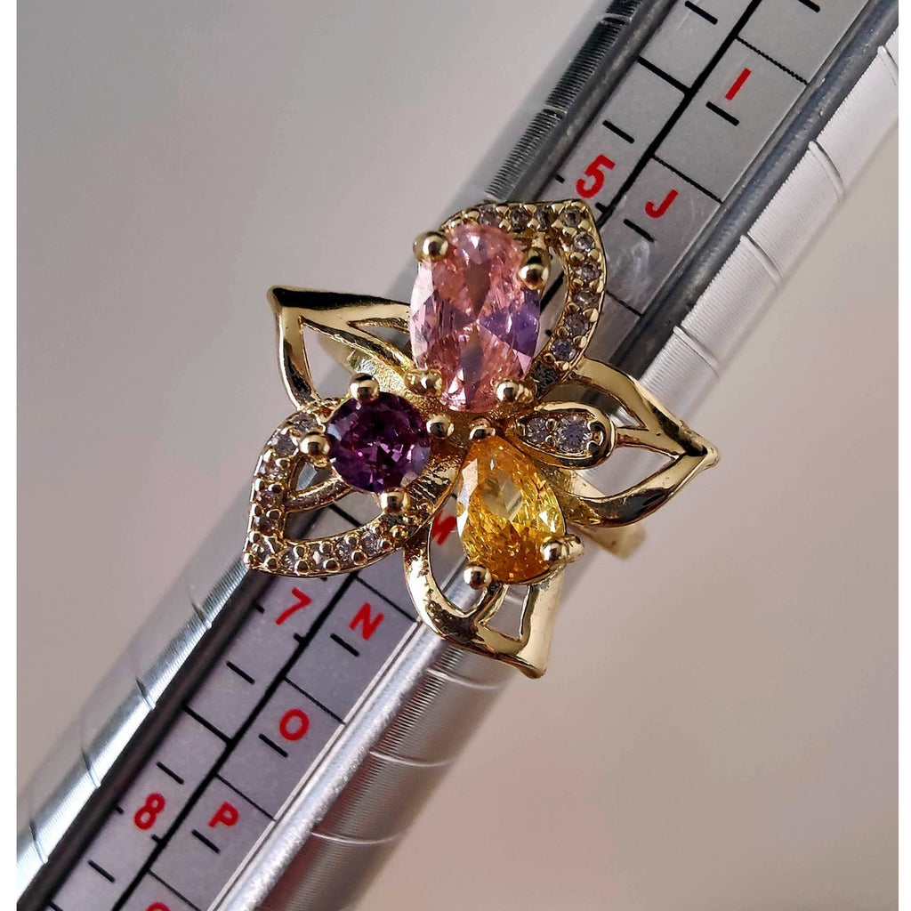 14K Gold Filled Multicolor Flower Ring Size 6