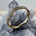14K Gold Filled Wavy Pavé Band Ring Size 6.25