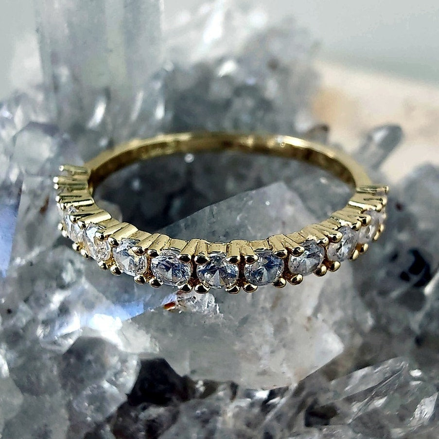 14K Gold Filled CZ Half Eternity Ring Size 8