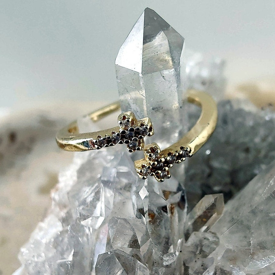 14K Gold Filled Cross Ring Adjustable