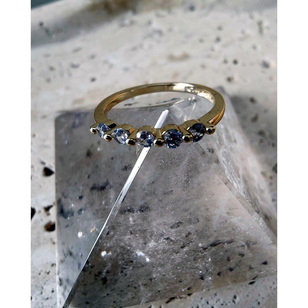 Gold Filled Triple VVS Five Stone Ring Size 7