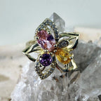 14K Gold Filled Multicolor Flower Ring Size 6