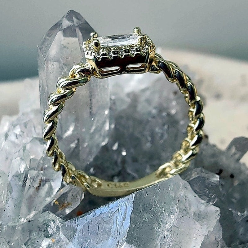 Gold Filled Halo Statement Ring Size 6