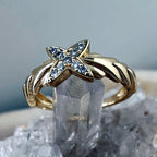 Gold Filled CZ Leaf Crossover Ring Size 6.5