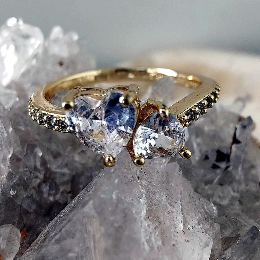 14K Gold Filled Heart Bypass Statement Ring Size 7