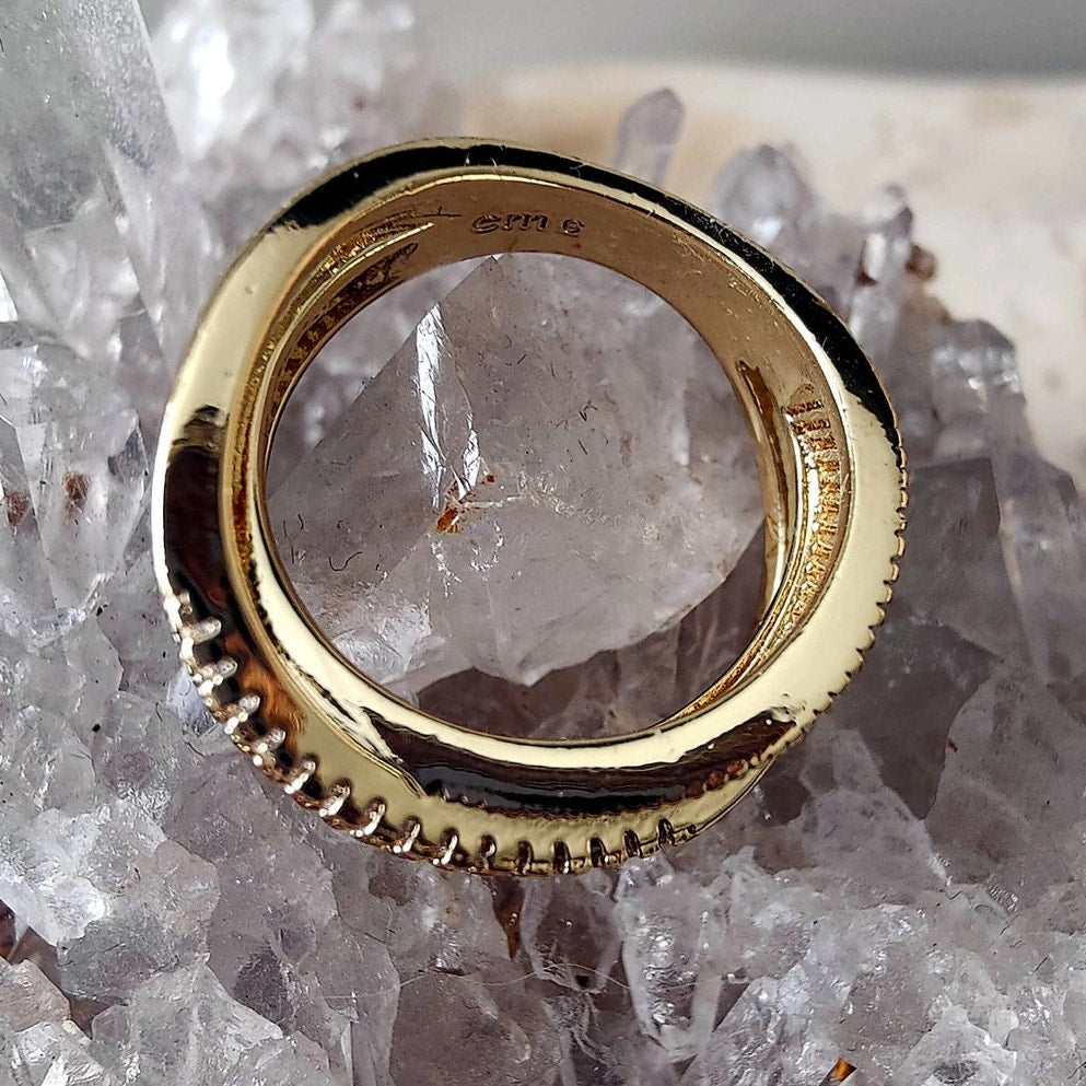 Gold Filled Crisscross Pavé Ring Size 6