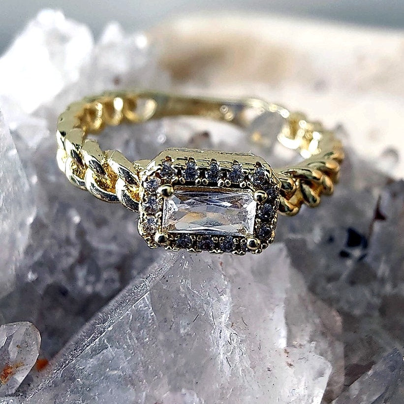 Gold Filled Halo Statement Ring Size 6