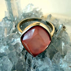 Gold Tone Pink Statement Ring Size 9