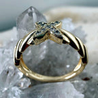 Gold Filled CZ Leaf Crossover Ring Size 6.5