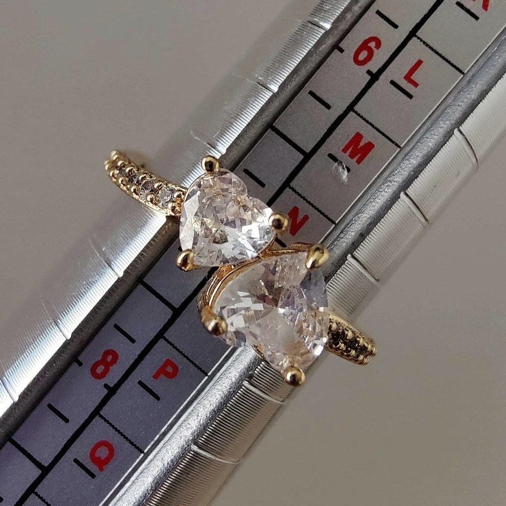 14K Gold Filled Heart Bypass Statement Ring Size 7