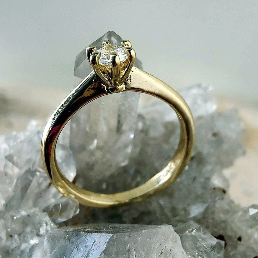 14K Gold Filled Solitaire Ring Size 5.75