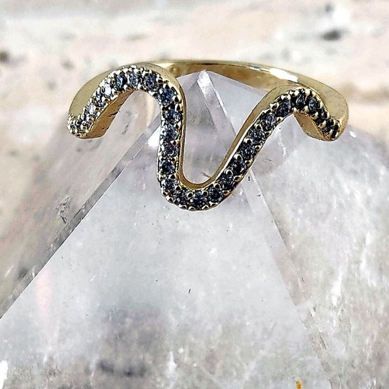 14K Gold Filled Wave Statement Ring Size 6.5