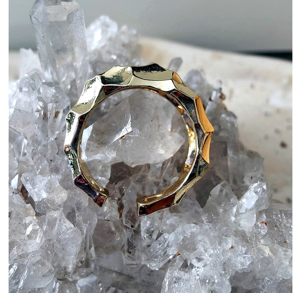 Gold Filled Hammered Open Cuff Ring 6–9 Adjustable