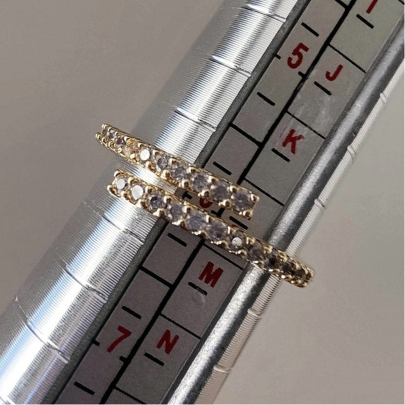 14K Gold Filled Double Row Crossover Ring Size 6