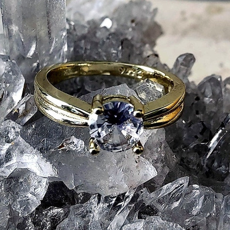 Gold Filled Round Solitaire Ring Size 6
