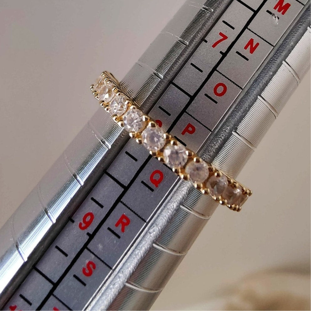 14K Gold Filled CZ Half Eternity Ring Size 8