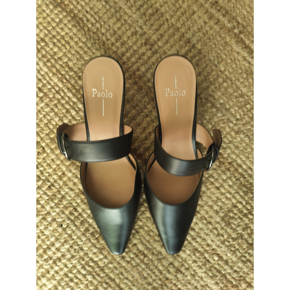 Linea Paolo Cynthia Black Buckle Heels 10