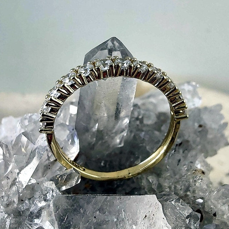 14K Gold Filled CZ Half Eternity Ring Size 8