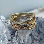 14K Gold Filled Crisscross Statement Ring Size 7