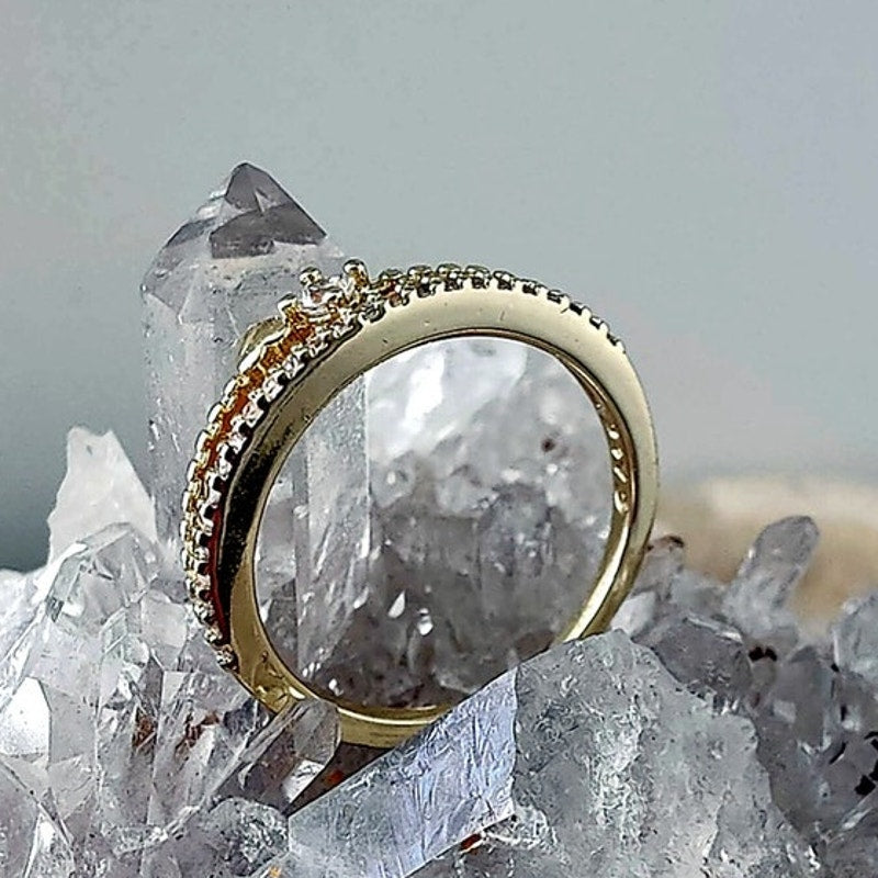14K Gold Filled Double Band Heart Ring Size 6