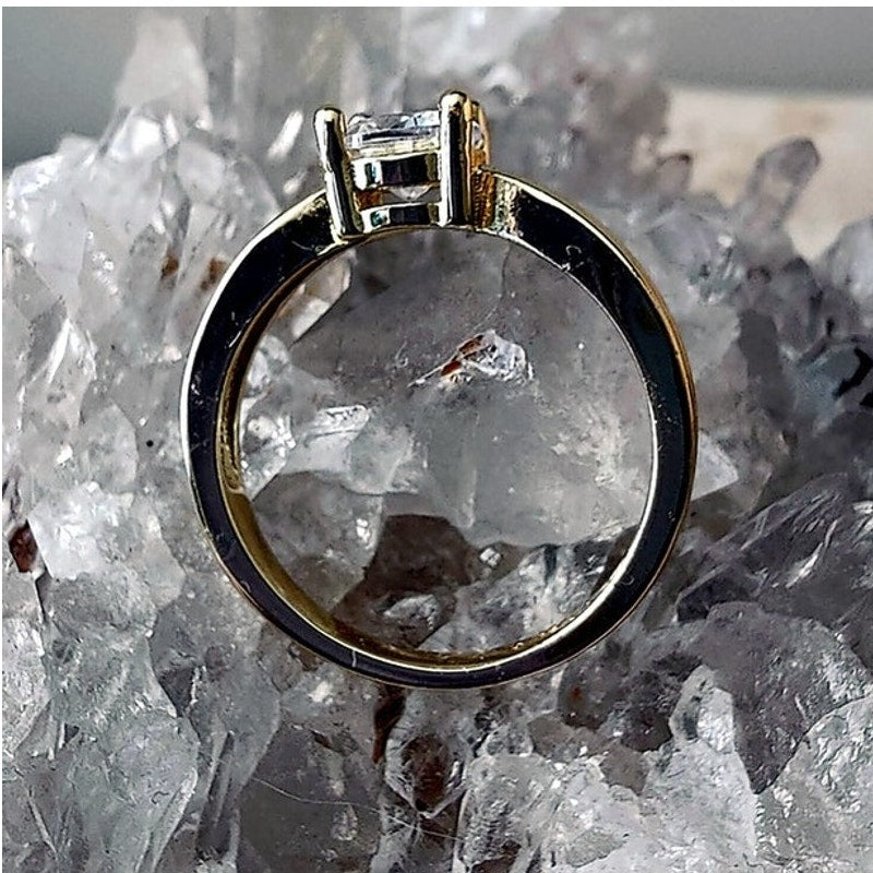 Gold Filled Round Solitaire Ring Size 6