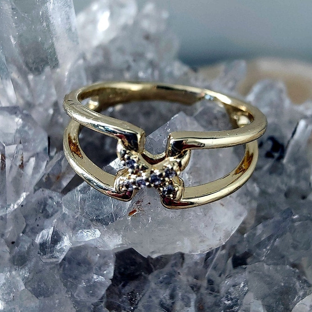 14K Gold Filled Double Band Statement Ring Size 7