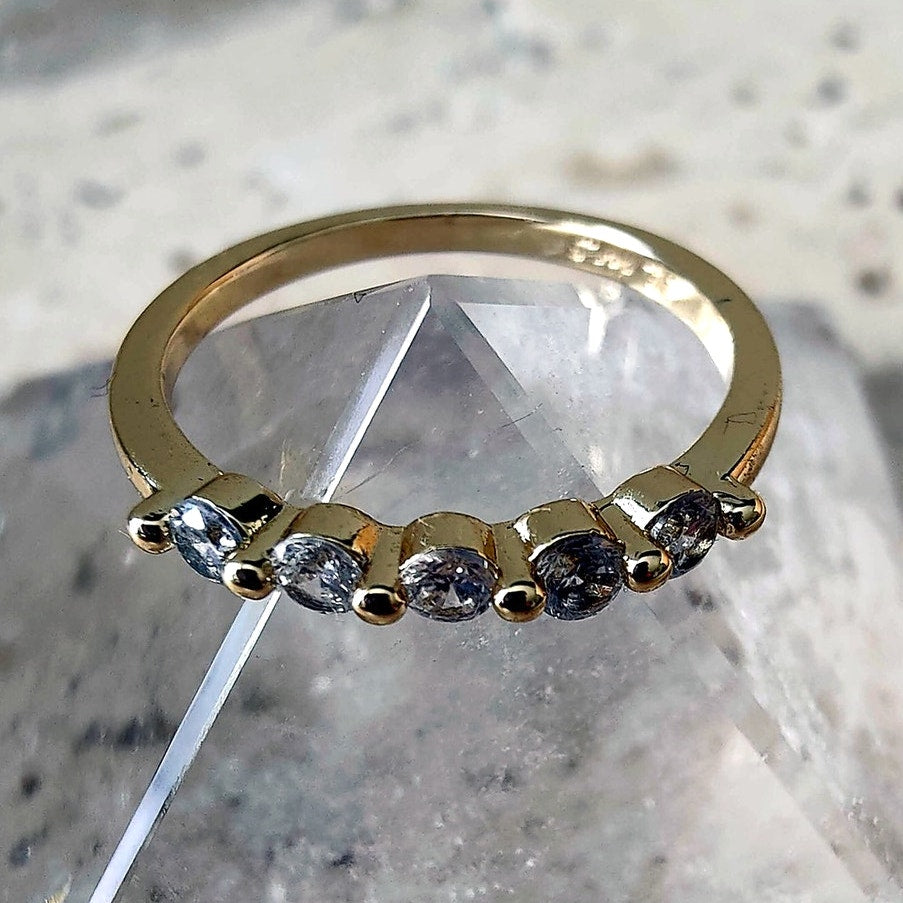 Gold Filled Triple VVS Five Stone Ring Size 7