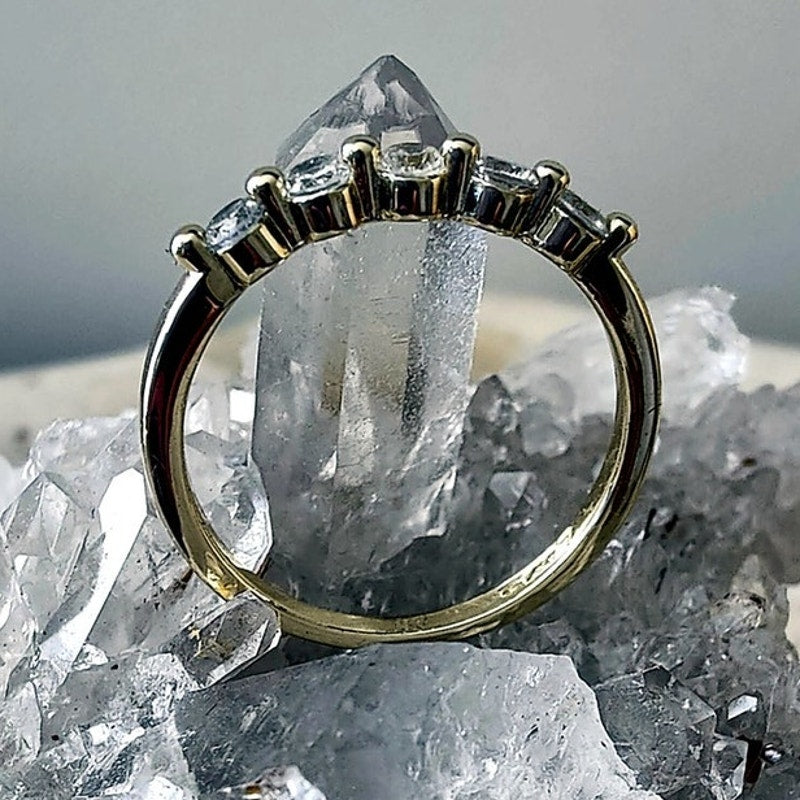Gold Filled Triple VVS Five Stone Ring Size 7