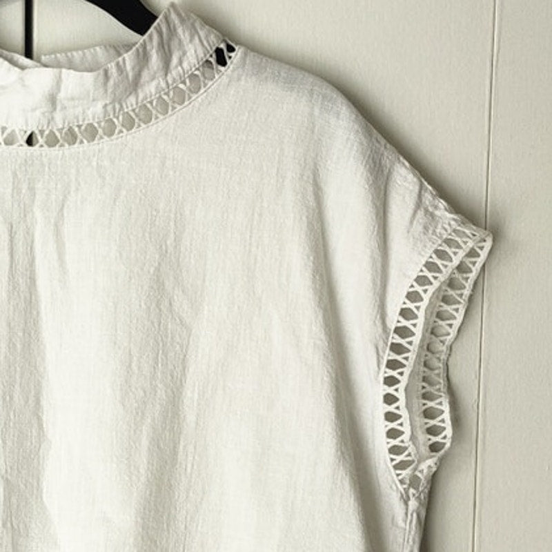 White Structured Cutout Trim Sleeveless Top