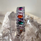 14K White Gold Filled Rainbow Eternity Ring Size 7
