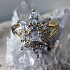 Gold Filled Triple VVS Starburst Ring  Size 5.5