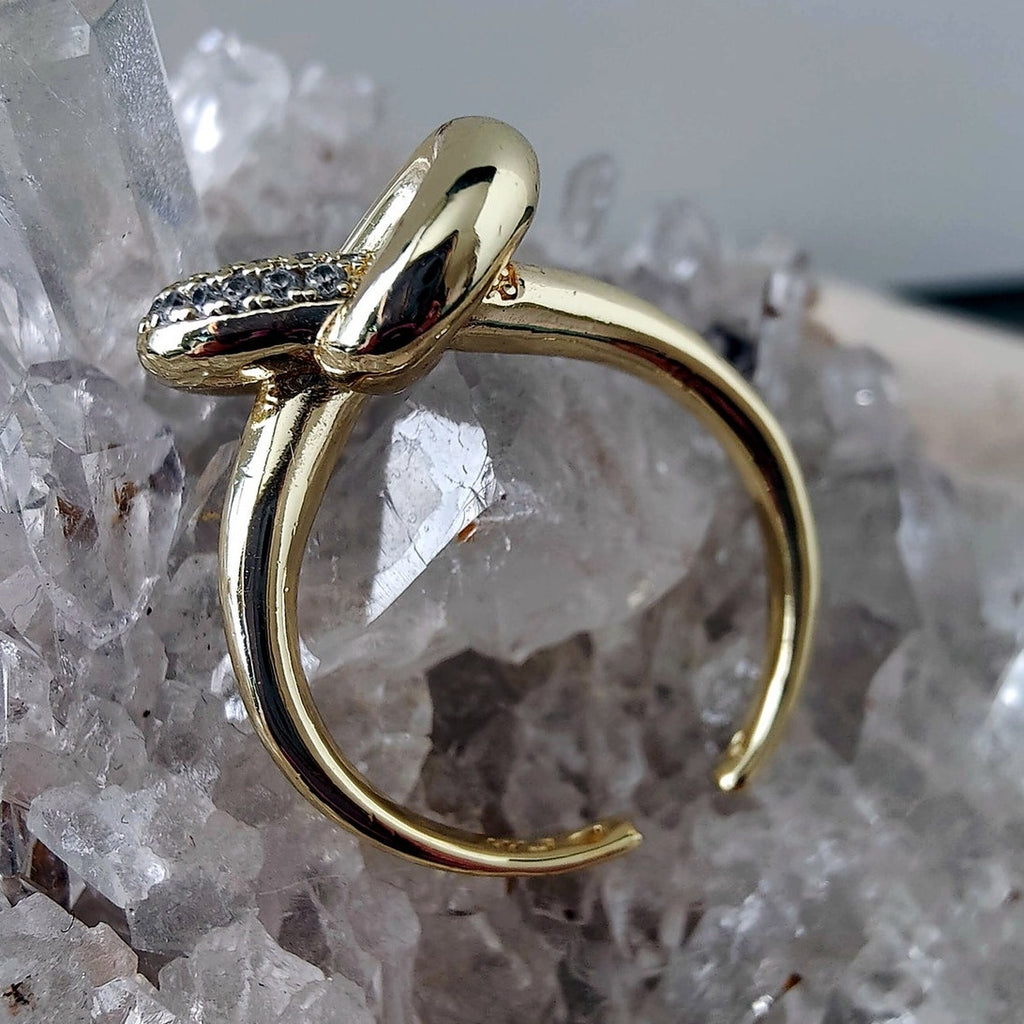 14K Gold Filled Knot Bypass Ring Adjustable Size 6-9