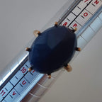 Gold Tone Blue Acrylic Statement Ring Size 9