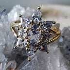 Gold Filled Triple VVS Starburst Ring  Size 5.5