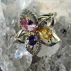 14K Gold Filled Multicolor Flower Ring Size 6