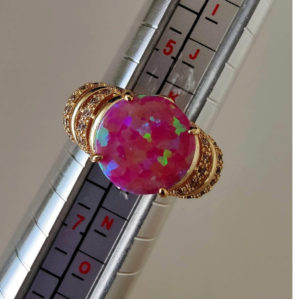 14K Gold Filled Pink Opal Statement Ring Size 6
